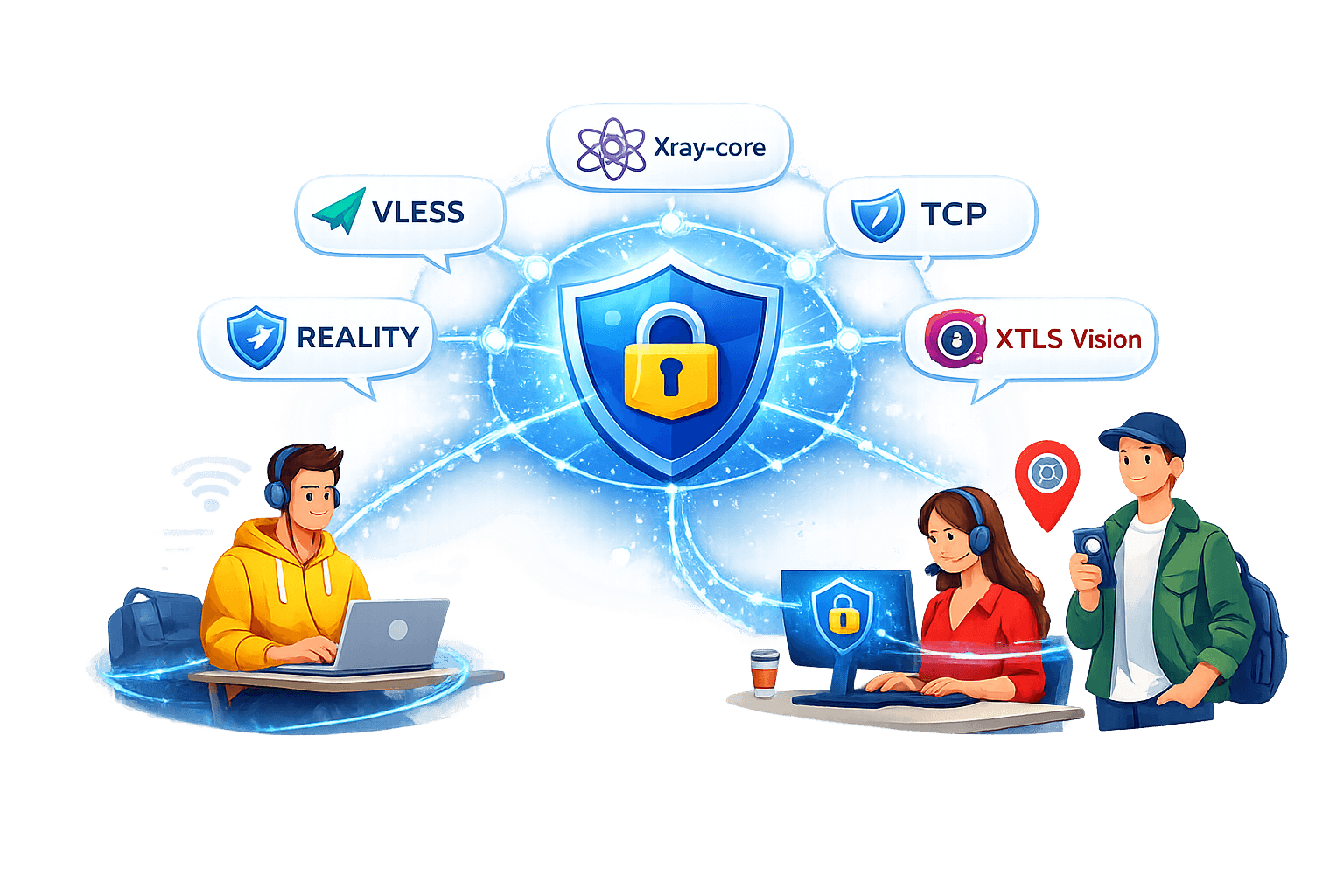 Иллюстрация о сервисе SafeRoute VPN